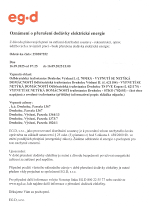 EG.D odstávka elektřiny